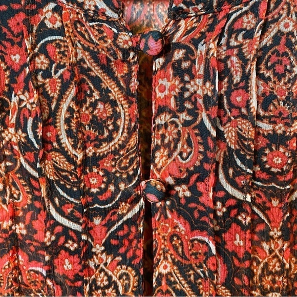 Lucky Brand Boho Paisley Semi Sheer Long Sleeve Blouse Small - Picture 3 of 7